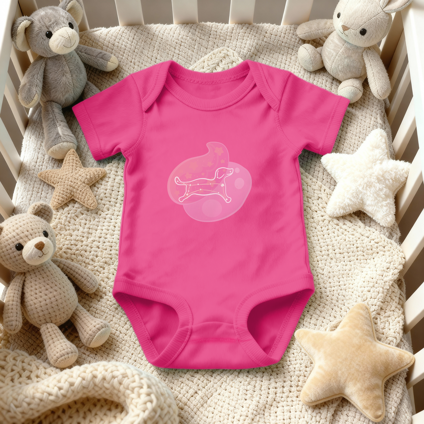Rius the Loyal Puppy Astral Dusk Traces on Infant Baby Rib Bodysuit
