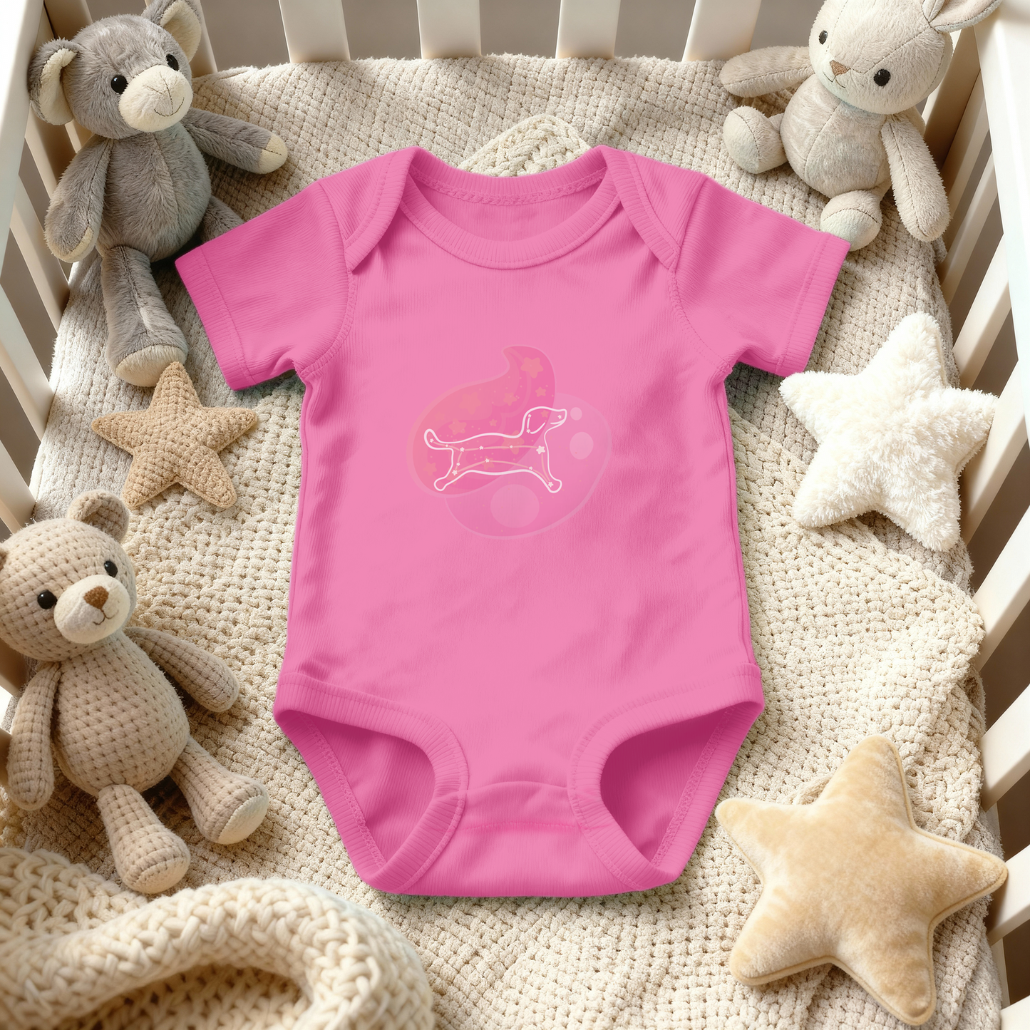 Rius the Loyal Puppy Astral Dusk Traces on Infant Baby Rib Bodysuit